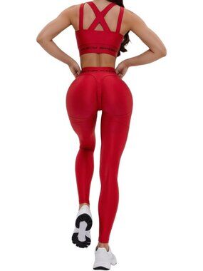 Juicy Red Small Scrunch Butt Lifting Leggings - Tummy Control Workout Gear